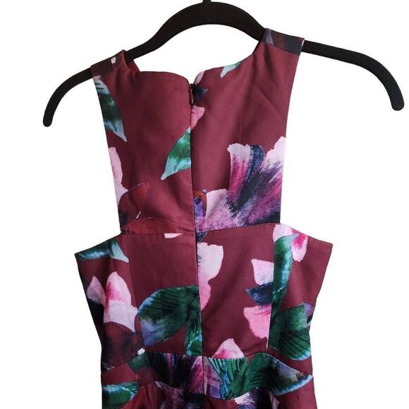 Fame and Partners Red Floral Criss Cross Formal Mini Dress Size 2 EUC - Picture 11 of 14